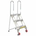 Vestil 51.9375 H 202 Stainless Steel Stainless Steel Folding Ladder W/Wheels, 3 Steps FLAD-3-SS